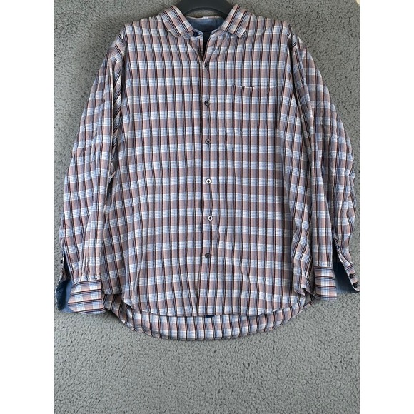 Tommy Bahama Shirt Men XL Long Sleeve Plaid Button Down Blue Silk Casual Beach - Picture 2 of 11